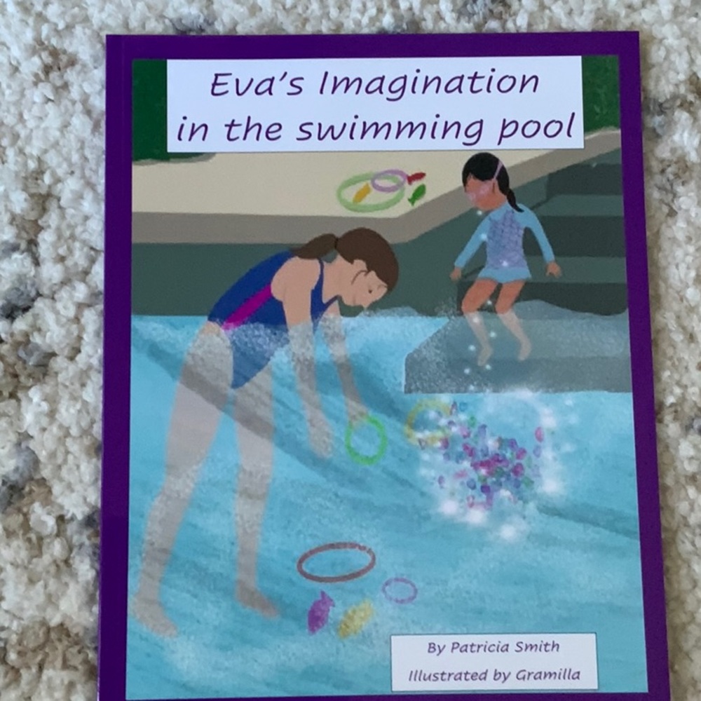 My book Eva’s Imagination in the swimming pool